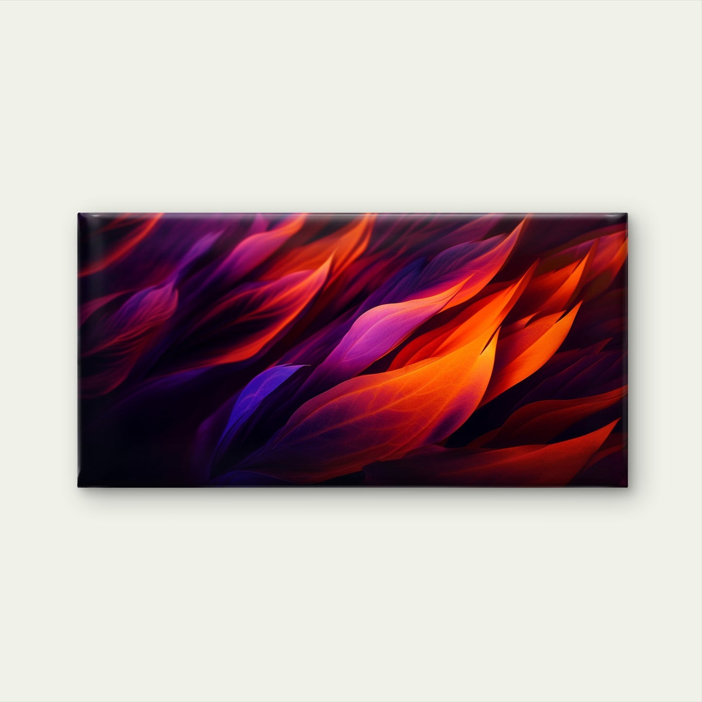 Abstract Purple Orange Leaf Wall Art Canvas Office Home Room Framed 120x60cm