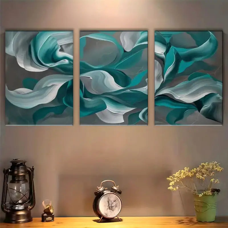 3pcs Modern Fluid Design Metal Print Ready to Hang Art