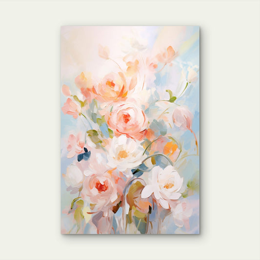 Soft Pastel Peony Rose Bouquet 40x60cm Metal Print Ready to Hang