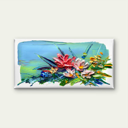 Modern Impasto Wildflower Bloom Wall Art Canvas Office Home Framed 120x60cm