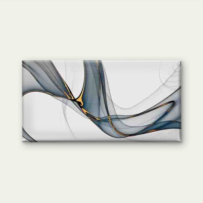 Flowing Blue And Golden Lines Wall Art Canvas Office Home Room Framed 120x60cm - Bella Home Decor
