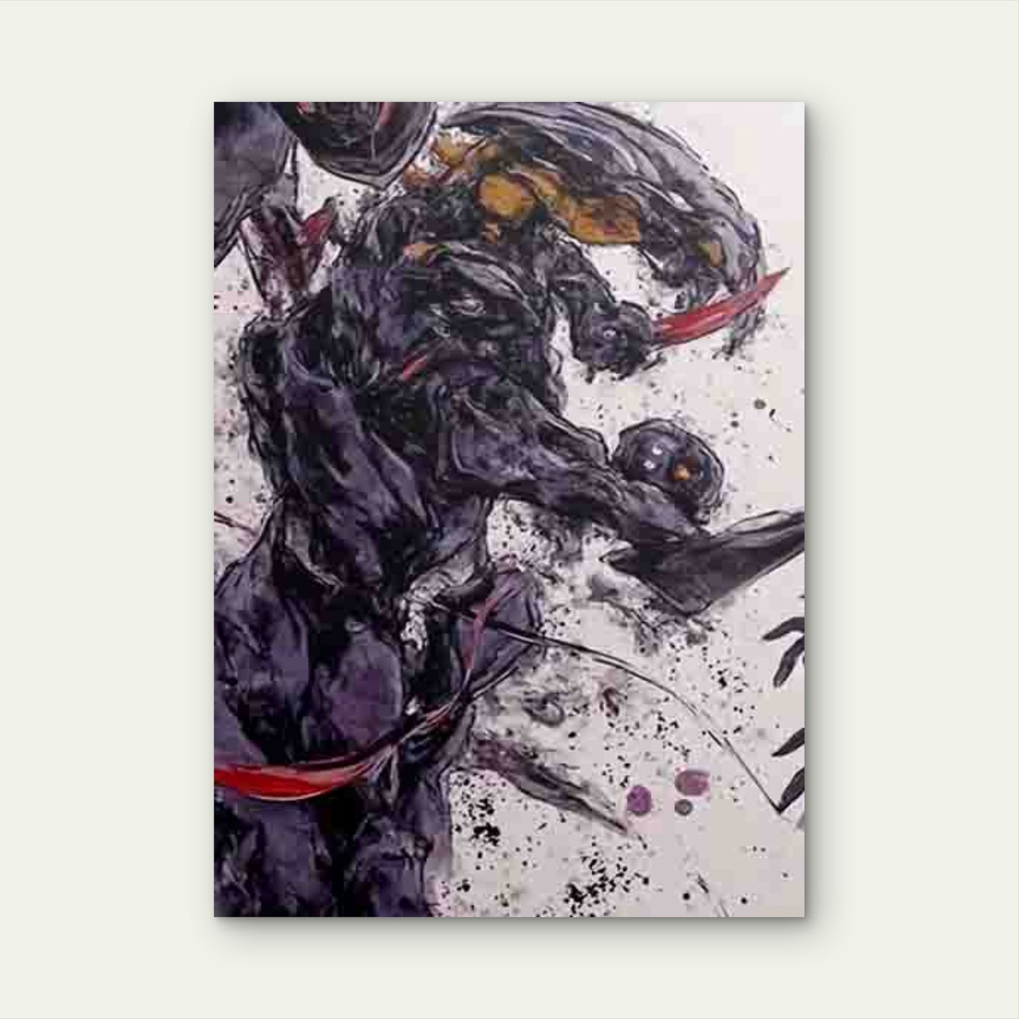 Abstract Dark Creature with Horns 60x90cm Metal Print Ready to Hang - Bella Home Decor