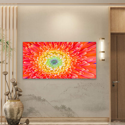 Vibrant Orange Gerbera Flower Wall Art Canvas Office Home Room Framed 120x60cm