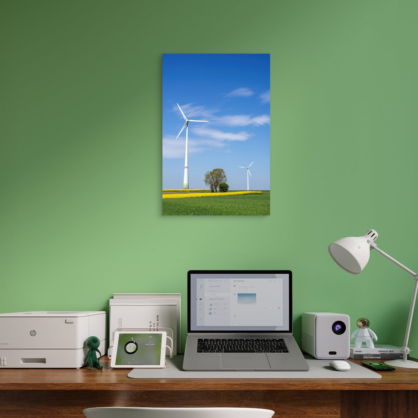 Wind Turbine Rapeseed Field Germany 40x60cm Metal Print Ready to Hang