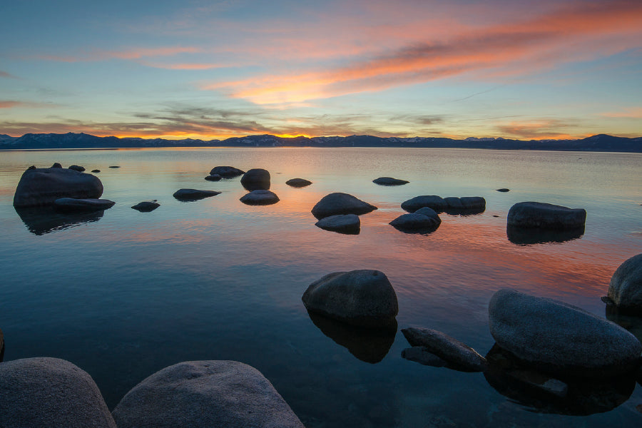 Lake Tahoe In The Sierra Nevada Glass Framed Wall Art, Ready to Hang Quality Print