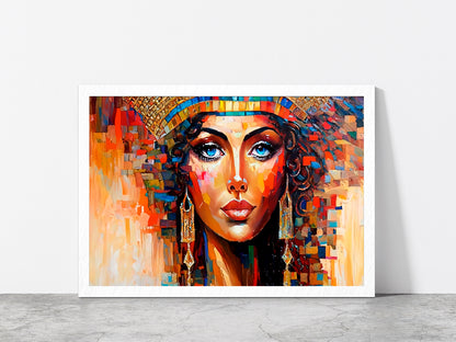 Ancient Beautiful Woman Painting Glass Framed Wall Art, Ready to Hang Quality Print Without White Border White