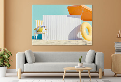Beach Sand with Chair and Board Wall Art Decor 100% Australian Made