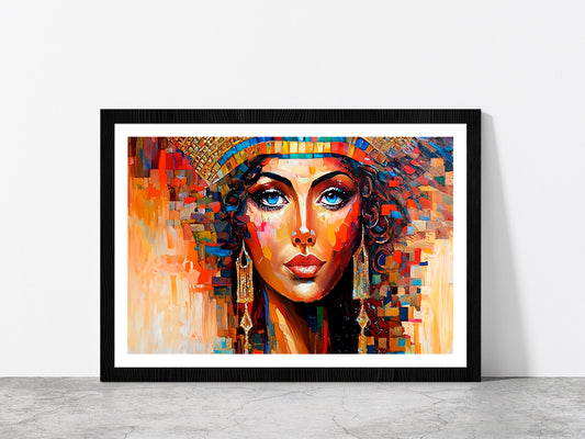 Ancient Beautiful Woman Painting Glass Framed Wall Art, Ready to Hang Quality Print With White Border Black