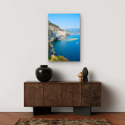 Atrani Amalfi Coast Italy Cliff Village Sea 40x60cm Metal Print Ready to Hang