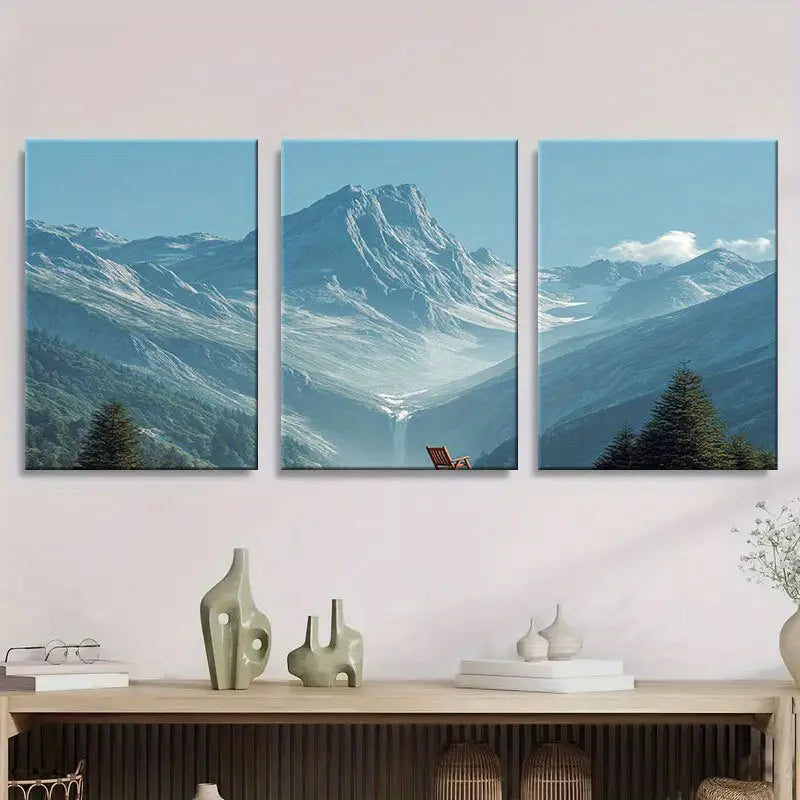 3pcs Realistic Shot Of The Alps Metal Print Ready to Hang Art