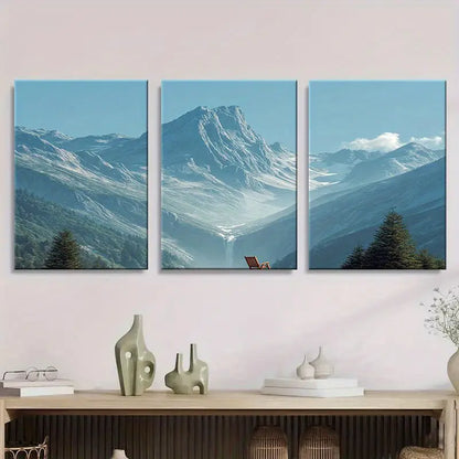 3pcs Realistic Shot Of The Alps Metal Print Ready to Hang Art