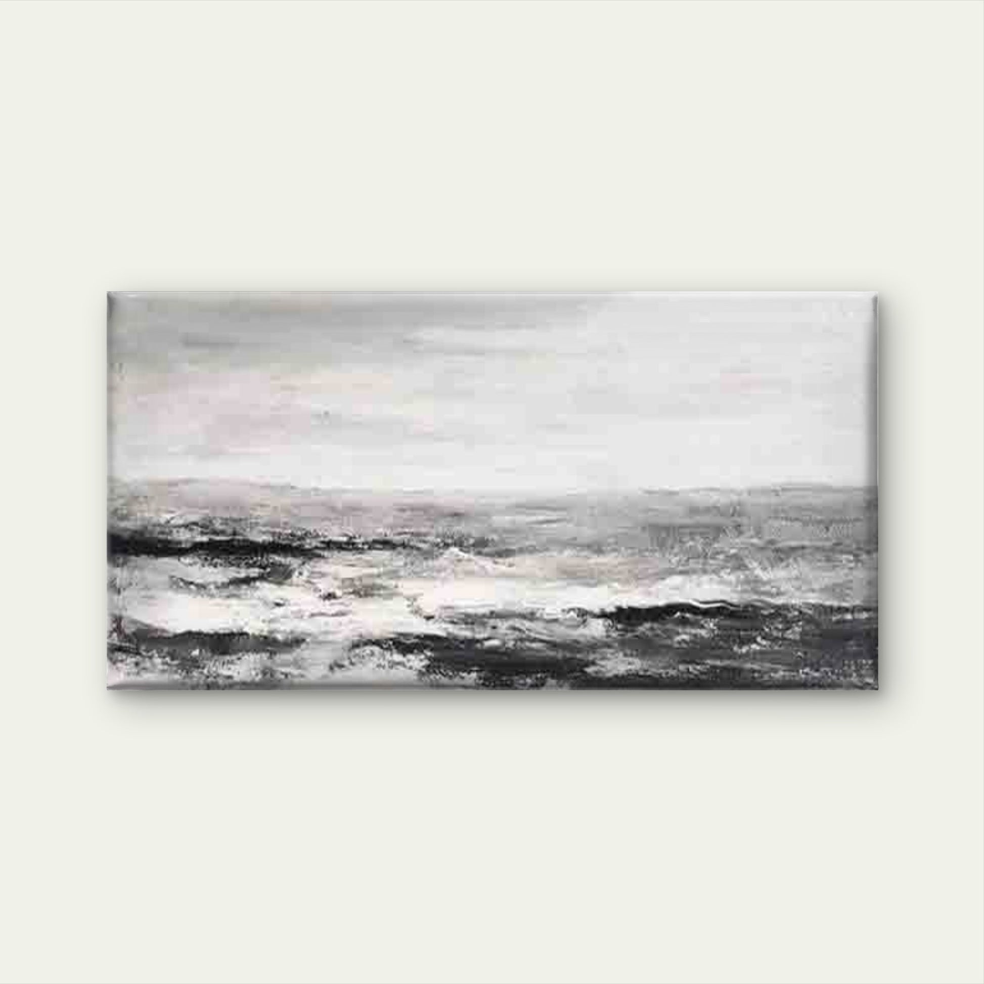 Black and White Coastal Wave Wall Art Canvas Office Home Room Framed 120x60cm - Bella Home Decor