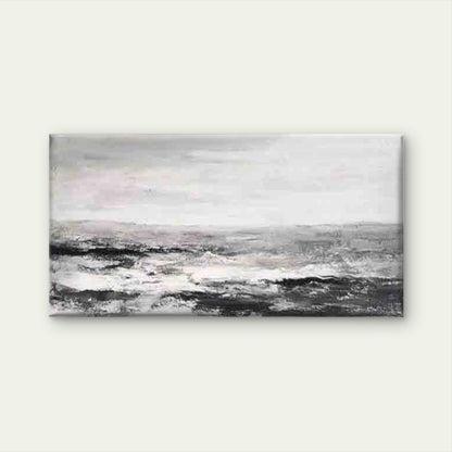 Black and White Coastal Wave Wall Art Canvas Office Home Room Framed 120x60cm - Bella Home Decor