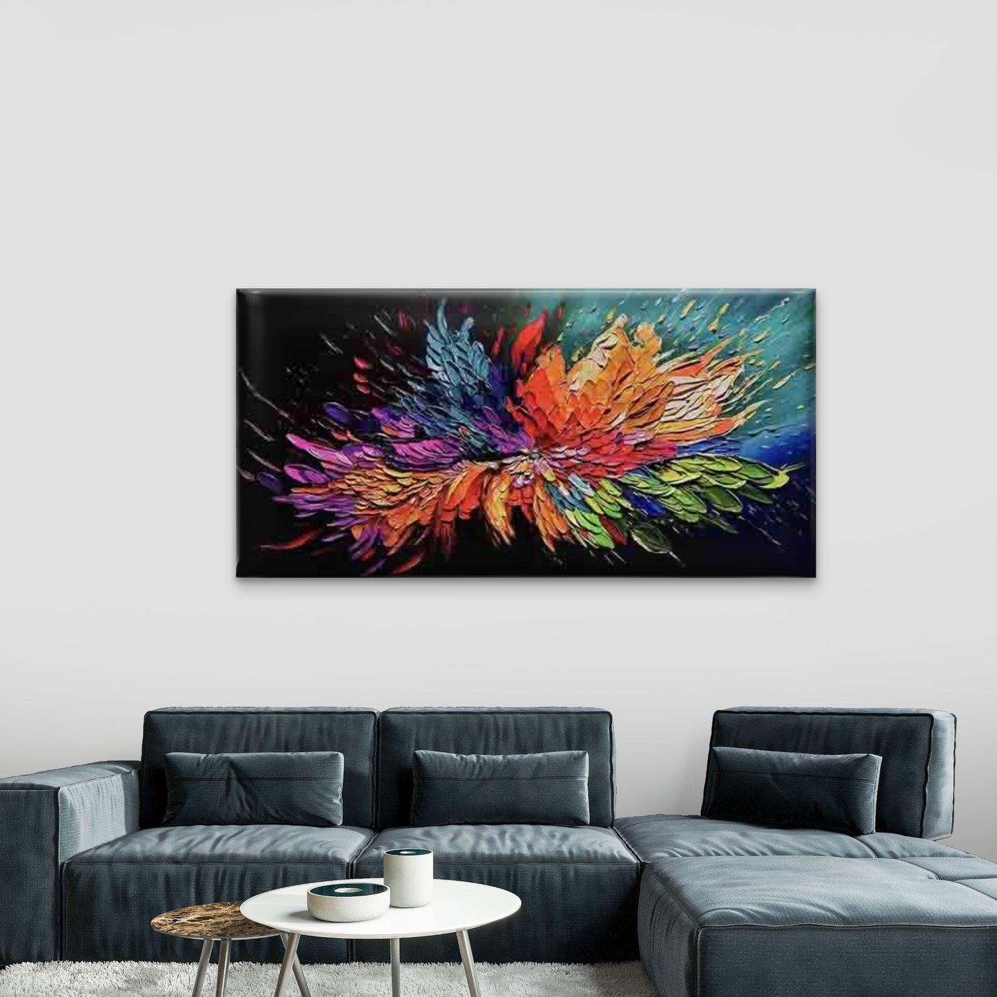 Abstract Images Feathers Wall Art Canvas Office Home Room Framed 120x60cm - Bella Home Decor
