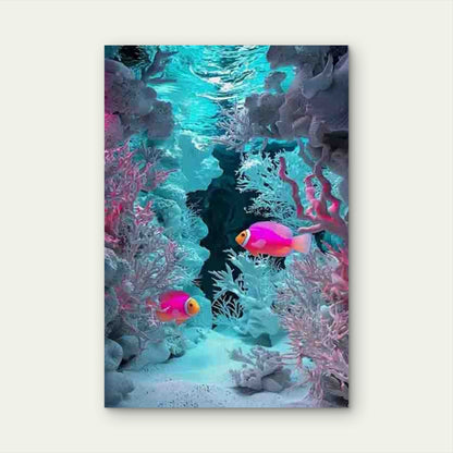 Vibrant Underwater Coral and Fishscape 60x90cm Metal Print Ready to Hang