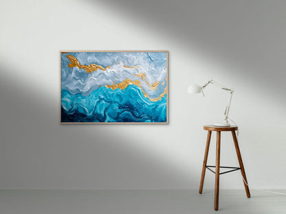 Blue Shaded Abstract Design Wall Art Decor 100% Australian Made