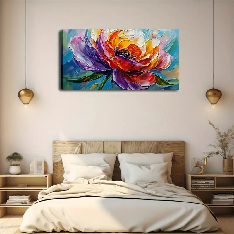 Vibrant Colorful Flower Wall Art Canvas Office Home Room Framed 120x60cm - Bella Home Decor