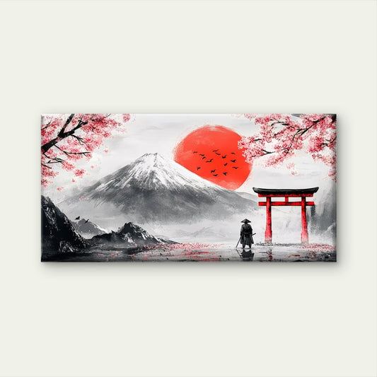 Torii Gate And Cherry Blossoms Wall Art Canvas Office Home Room Framed 120x60cm