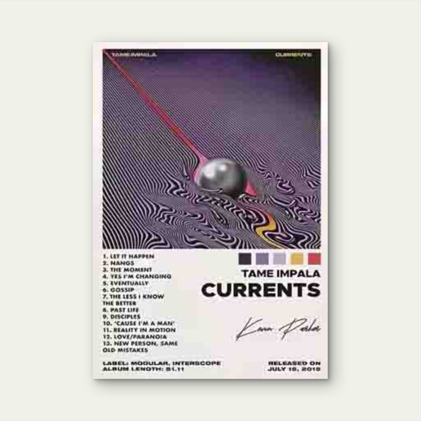 Tame Impala Currents Album Art Metal Print Ready to Hang - Bella Home Decor