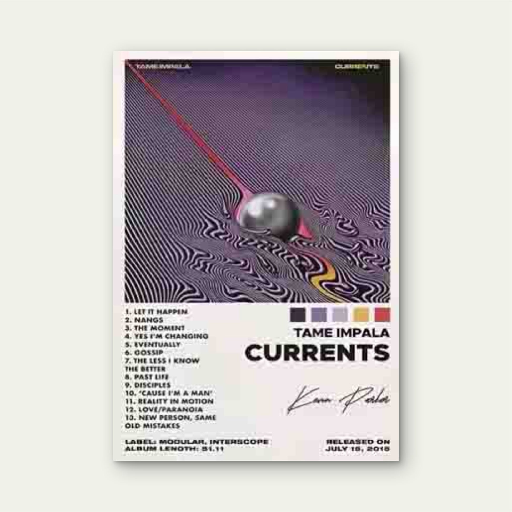 Tame Impala Currents Album Art Metal Print Ready to Hang - Bella Home Decor