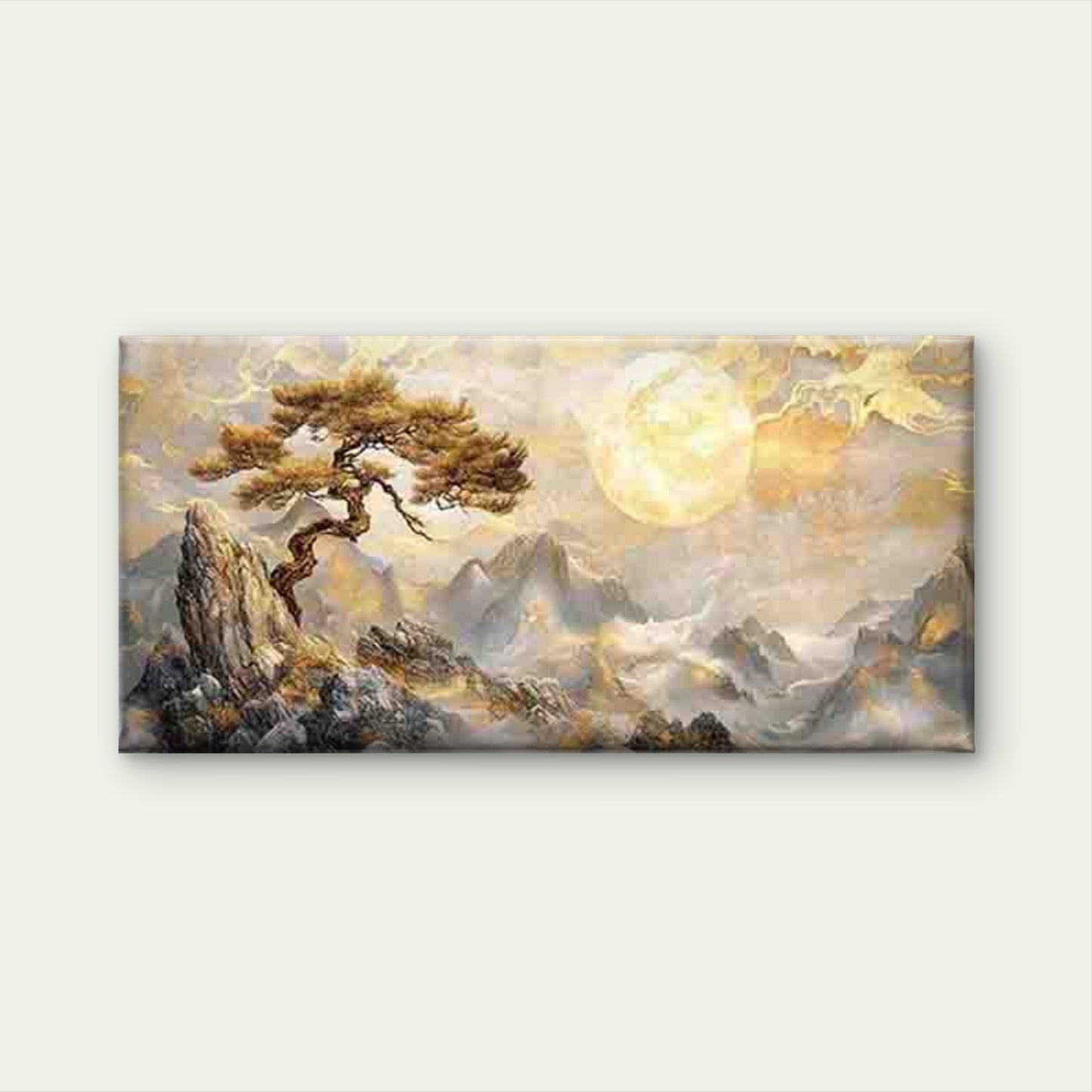 Pine Trees Under a Full Moon Wall Art Canvas Office Home Room Framed 120x60cm - Bella Home Decor