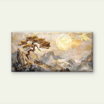 Pine Trees Under a Full Moon Wall Art Canvas Office Home Room Framed 120x60cm - Bella Home Decor