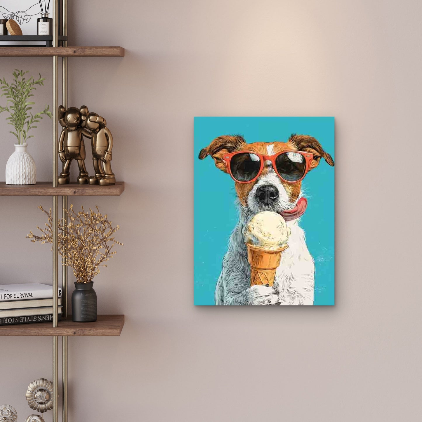 Jack Russell Terrier Dog Eating Ice Cream 60x90cm Metal Print Ready to Hang