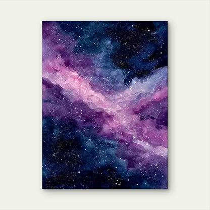 Deep Purple Pink Blue Purple Nebula Painting 60x90cm Metal Print Ready to Hang