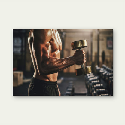 Muscular Man Lifting Dumbbell Bicep Curl Arm Workout Gym Fitness 5mm thick Plastic Poster Ready to Hang 90x60cm