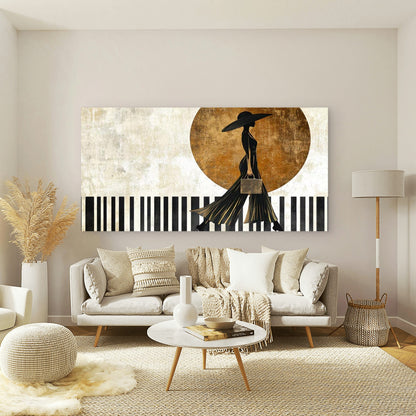 Elegant Woman Wearing a Hat Wall Art Canvas Office Home Room Framed 120x60cm - Bella Home Decor