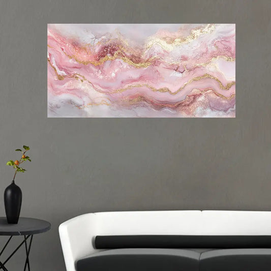 Fashion Theme Pink Abstract Marble Wall Art wall canvas office home room framed 120x60cm