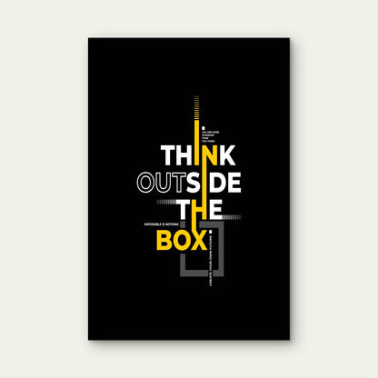 Think Outside The Box Geometric Graphic Typography  40x60cm Metal Print Ready to Hang