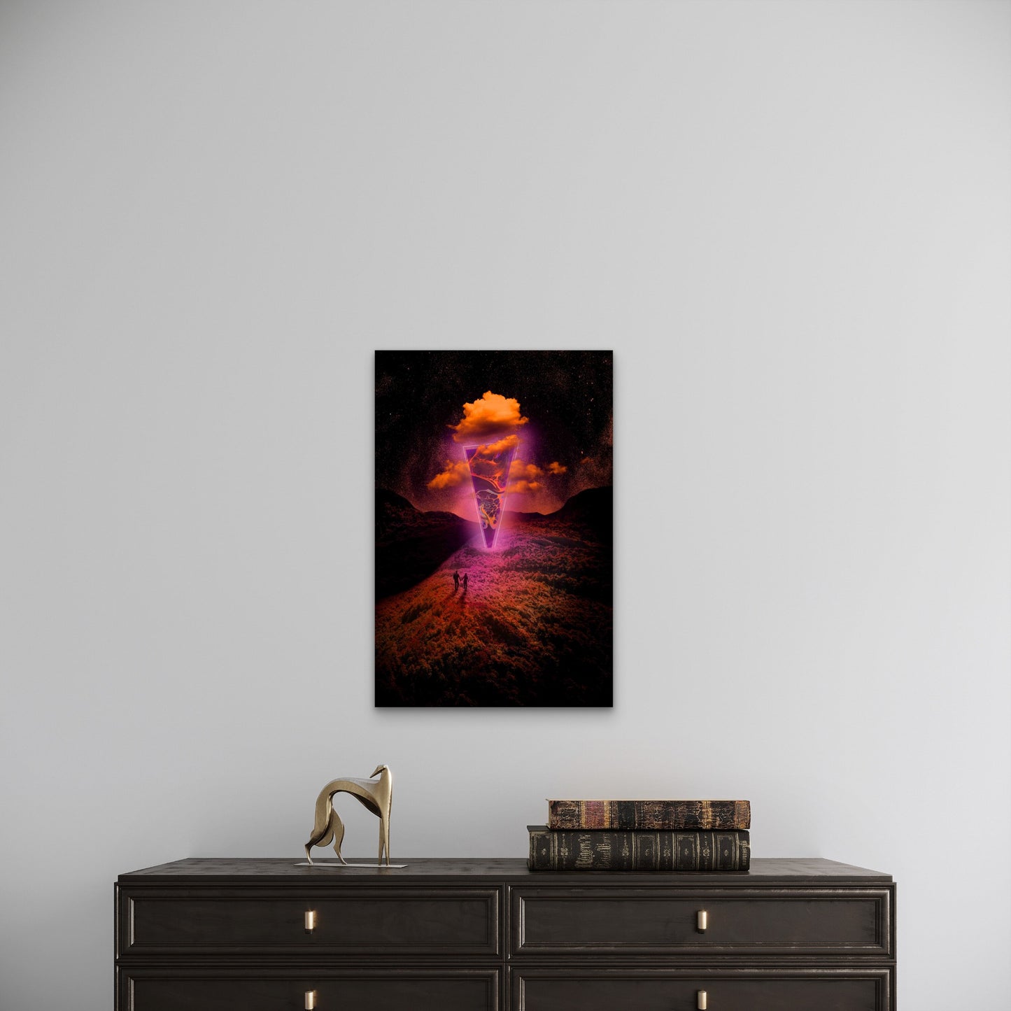 Neon landscape: Triangle 60x90cm Metal Print Ready to Hang