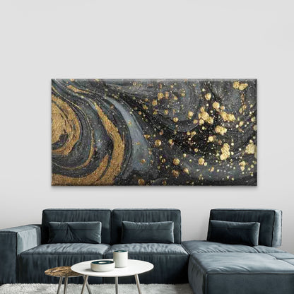 Dark Brown Black Marble Wall Art Canvas Office Home Room Framed 120x60cm