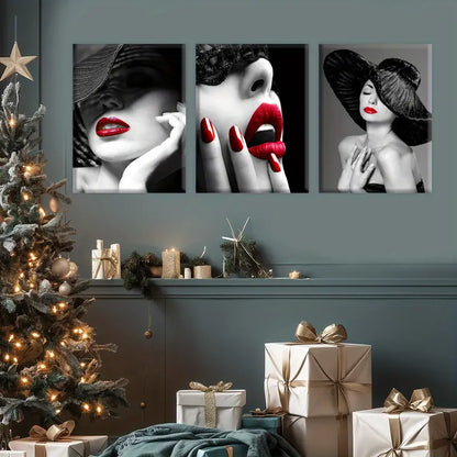 3pcs Wooden Framed Canvas, Character Lipstick Wall Art Set Canvas Framed 40x60cm - High Quality Print 100% Australian Made Wall Canvas Ready to Hang