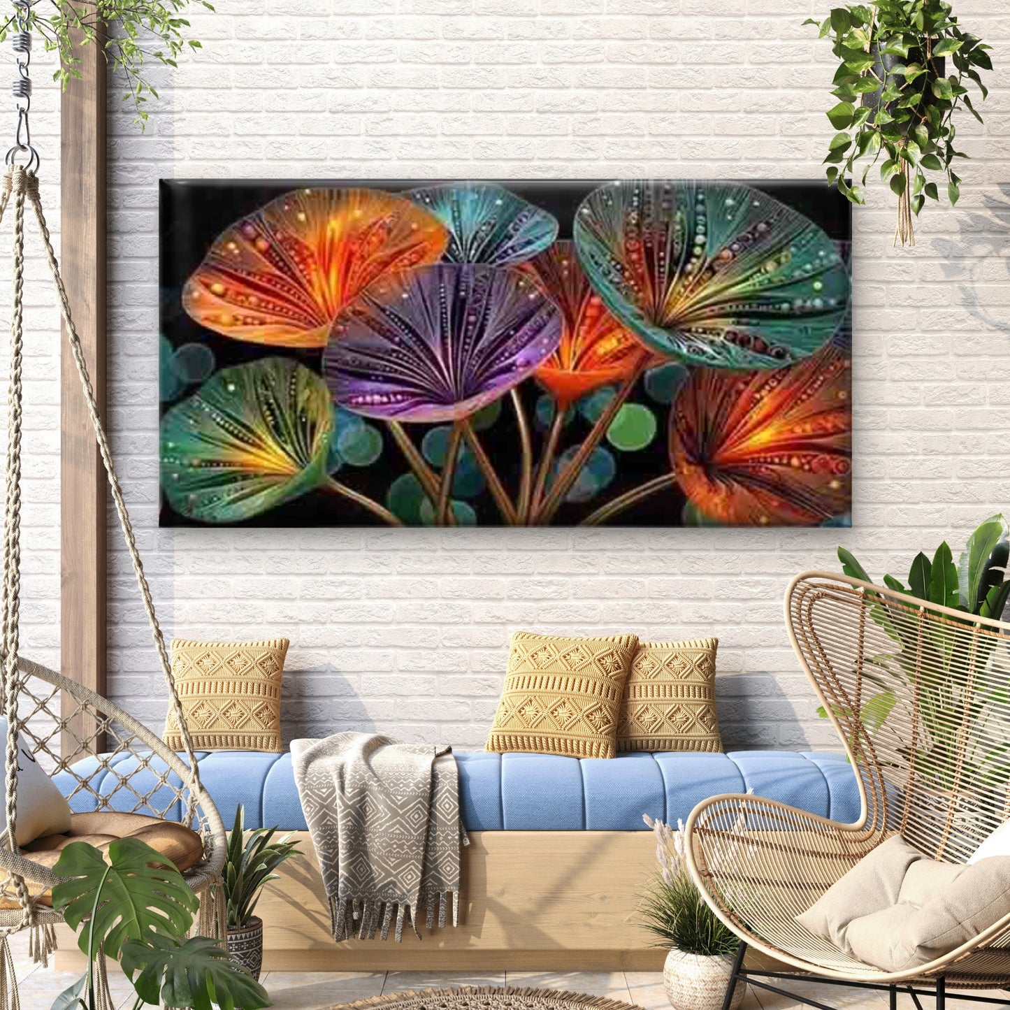 Flower Abstract Wall Art Canvas Office Home Room Framed 120x60cm