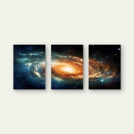 3pcs Spiral Galaxy Cosmic Deep Space Nebula Metal Print Ready to Hang Art