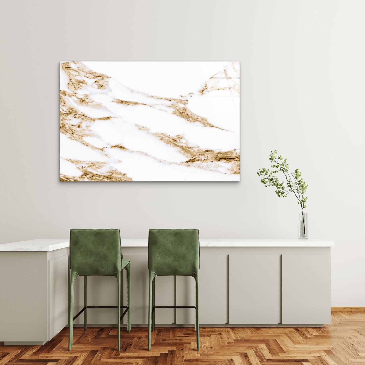 White Calacatta Marble Tempered Glass Printing Wall Art Australian Made Quality