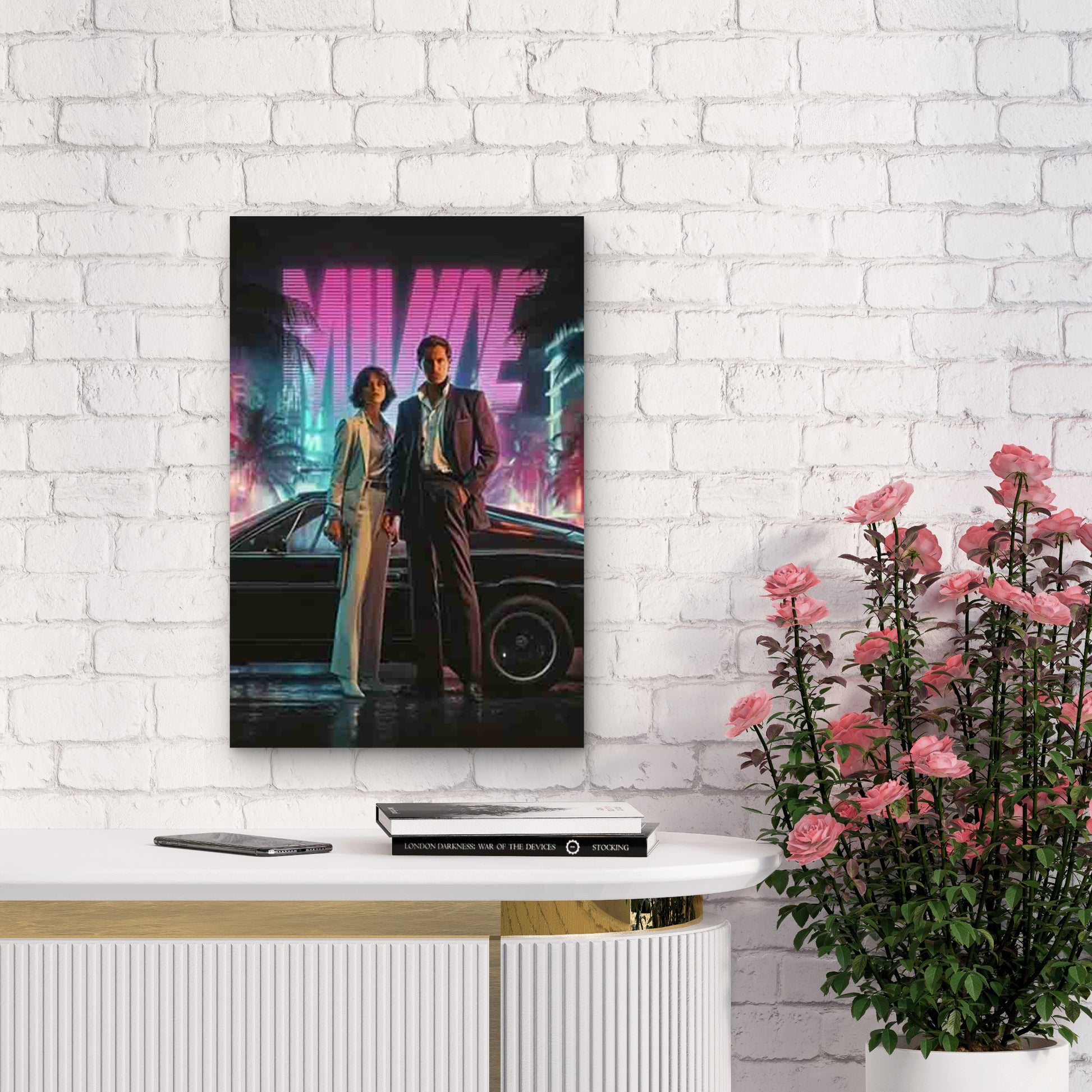 Featuring Miami Noir Nights Metal Print Ready to Hang - Bella Home Decor