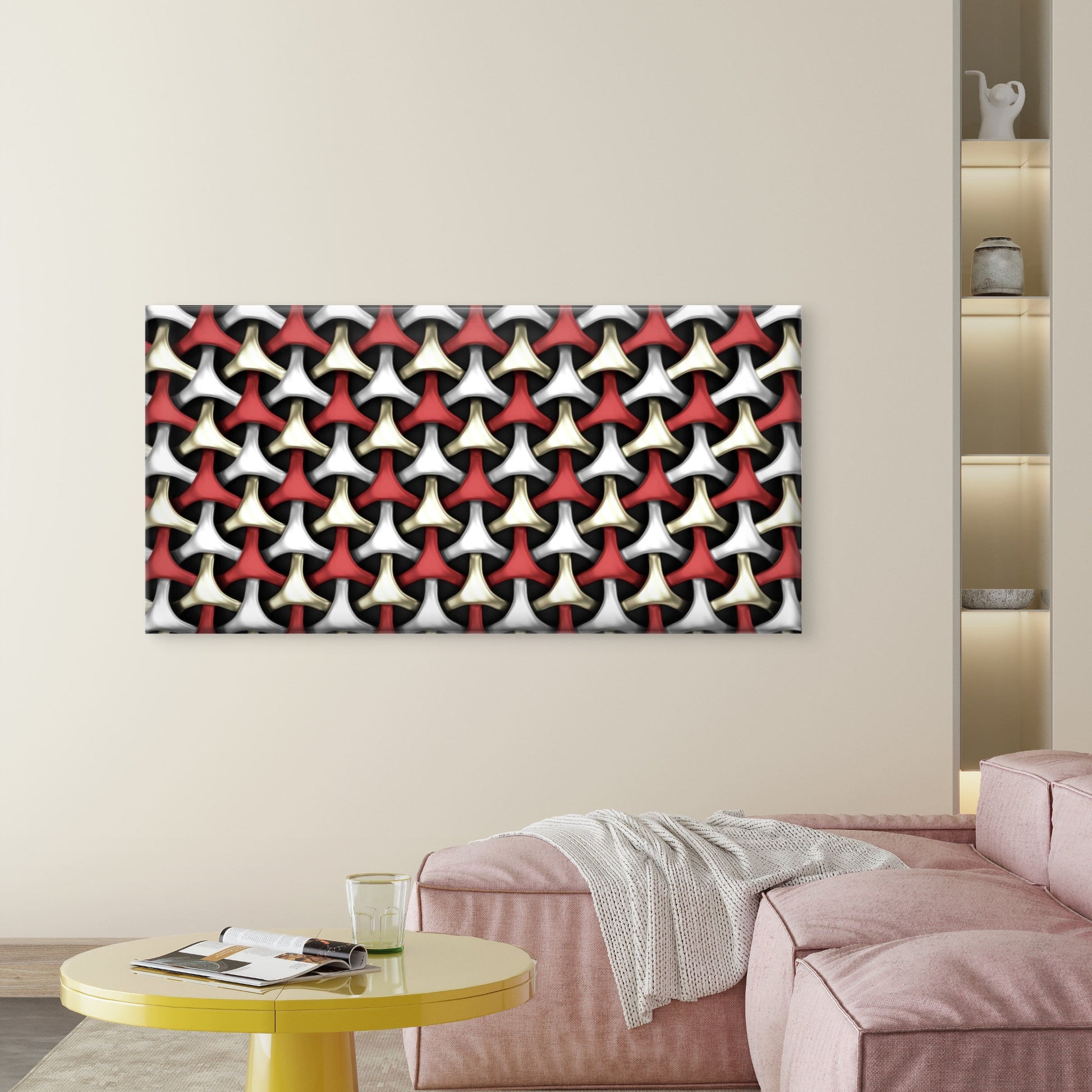 Geometric Weave Abstract Wall Art Canvas Office Home Room Framed 120x60cm - Bella Home Decor