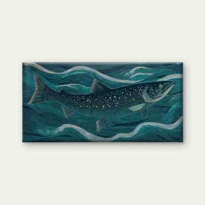 Abstract Fish Ocean Waves Wall Art Canvas Office Home Room Framed 120x60cm