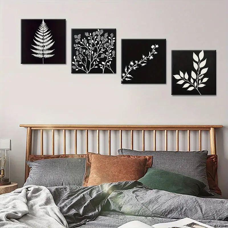 4pcs Minimalist Paintings, Natural Forms  Wall Art Canvas Framed