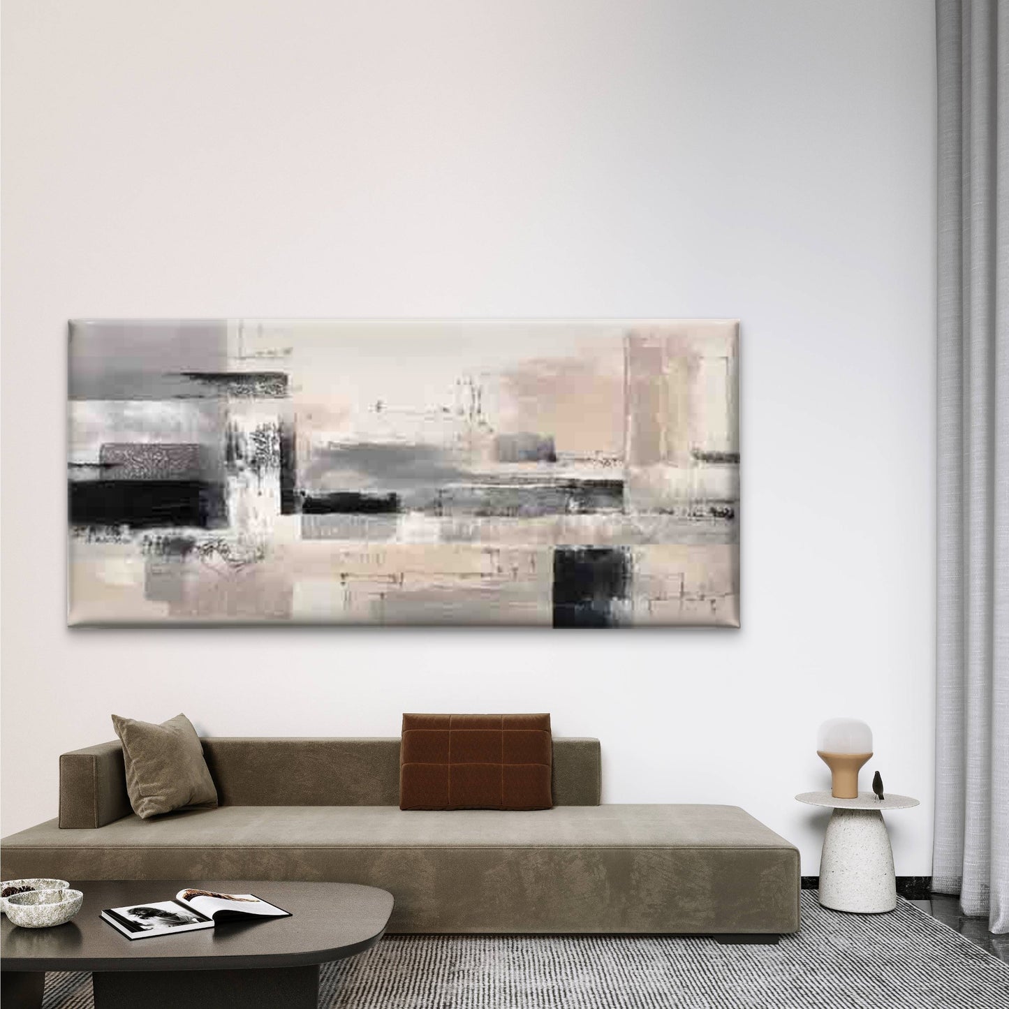Abstract Geometric Line Art Wall Art Canvas Office Home Room Framed 120x60cm