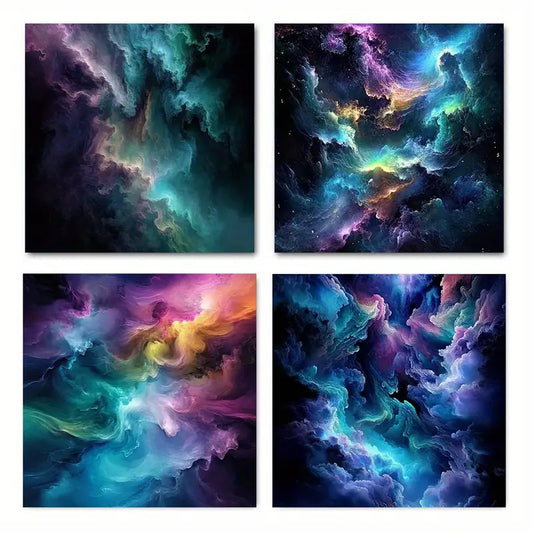 4pcs   Vibrant Cosmic Cloud Canvas Art Prints  D  Wall Art Canvas Framed
