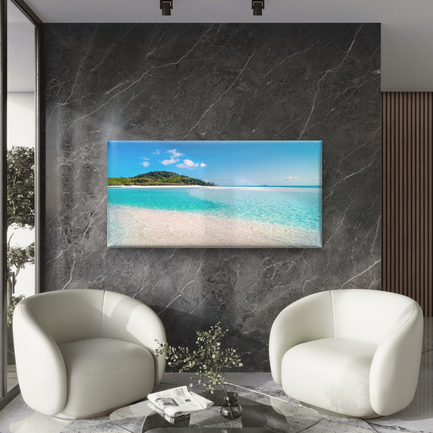 Tropical Paradise Beach Wall Art Canvas Office Home Room Framed 120x60cm