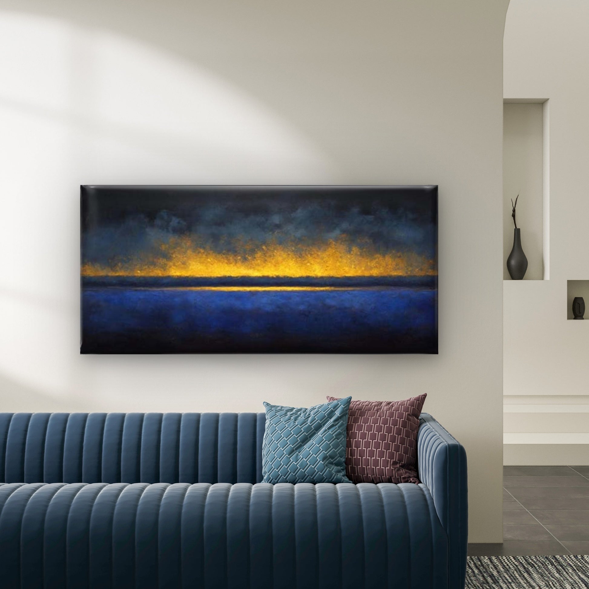 Abstract Color Field Wall Art Canvas Office Home Room Framed 120x60cm - Bella Home Decor