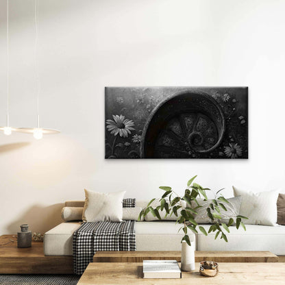 Spiral Staircase And Daisies Wall Art Canvas Office Home Room Framed 120x60cm - Bella Home Decor