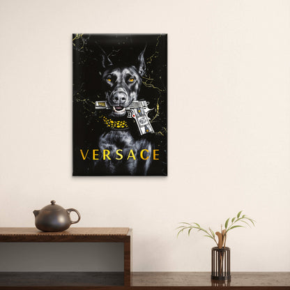 Modern Black Fashion Dobermann Dog with Gun Print 100% Australian Made