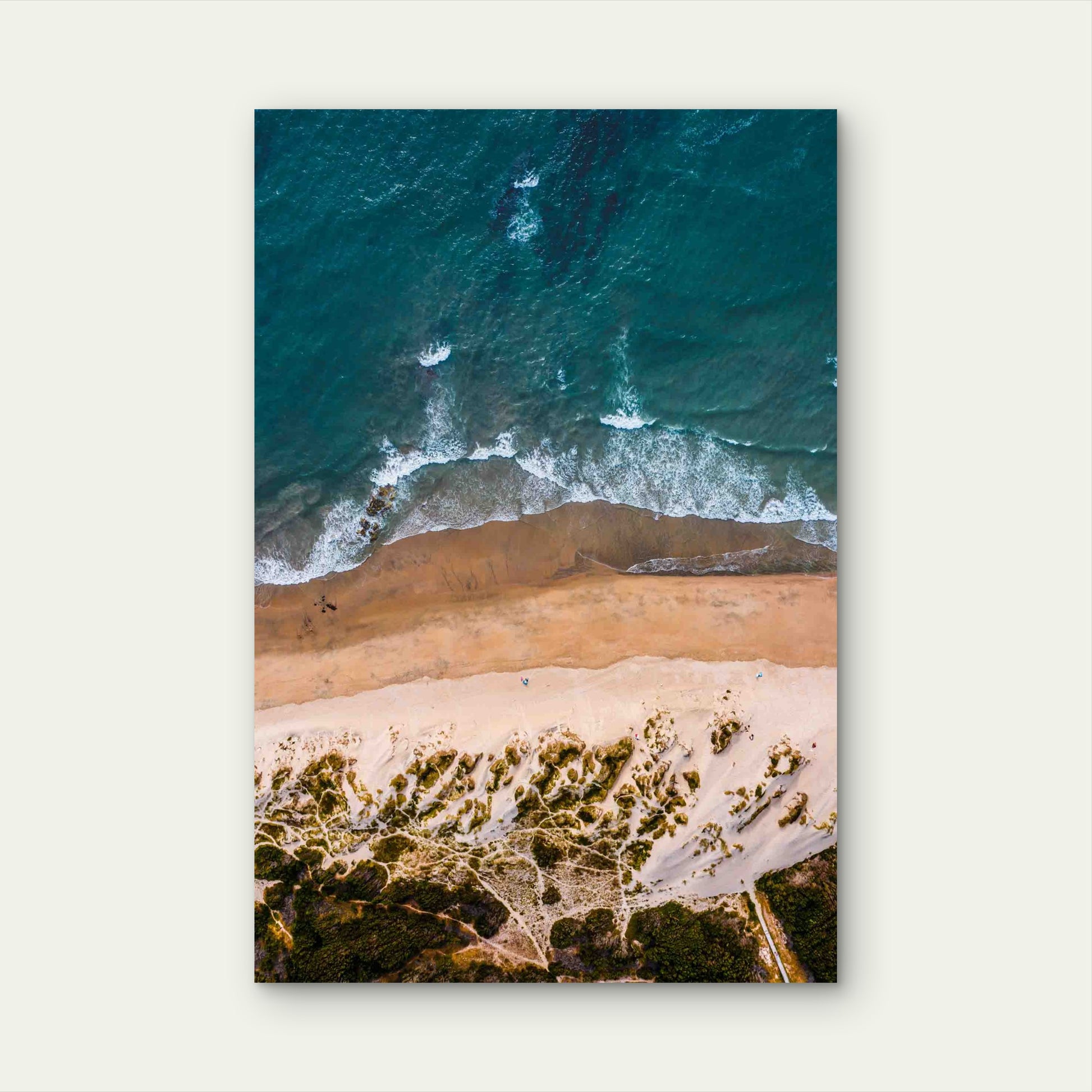 Bird Eye Shot Beach With Blue Sea 60x90cm Metal Print Ready to Hang