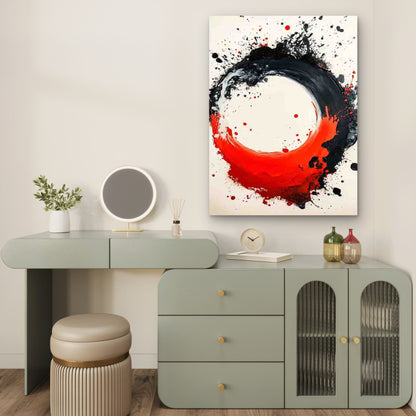 Abstract Black & Red Modern Art 40x60cm Metal Print Ready to Hang - Bella Home Decor